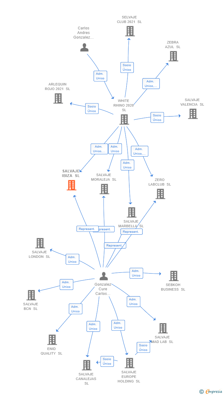 Vinculaciones societarias de SALVAJE IBIZA SL