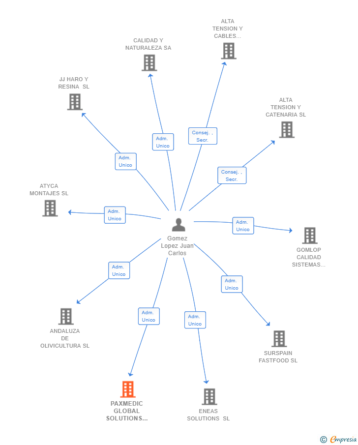 Vinculaciones societarias de PAXMEDIC GLOBAL SOLUTIONS SL