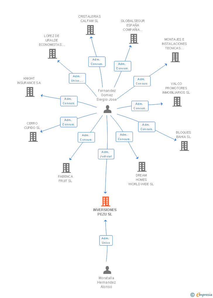 Vinculaciones societarias de INVERSIONES PEZU SL