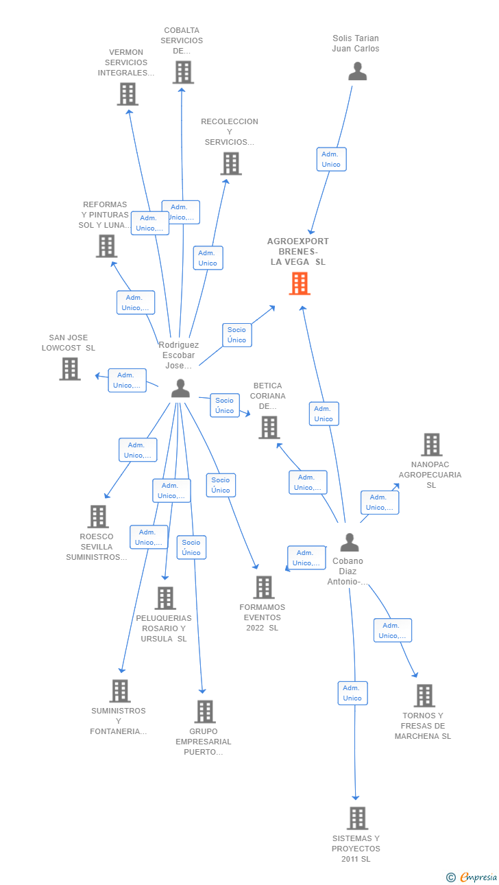 Vinculaciones societarias de AGROEXPORT BRENES-LA VEGA SL