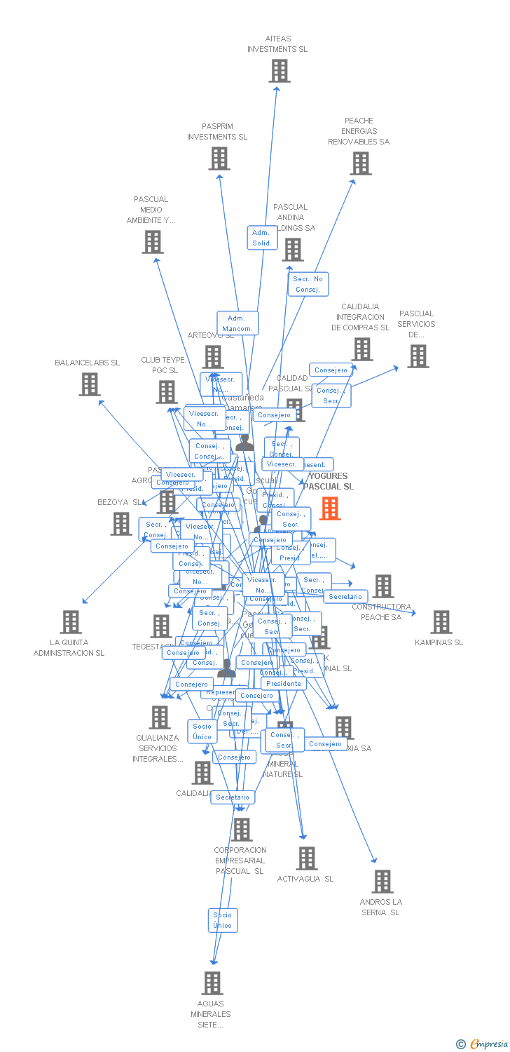 Vinculaciones societarias de YOGURES PASCUAL SL