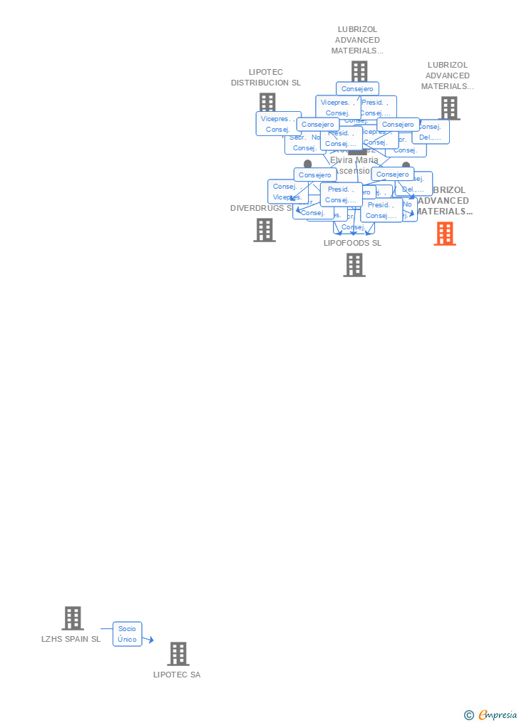 Vinculaciones societarias de LUBRIZOL ADVANCED MATERIALS SPAIN SL