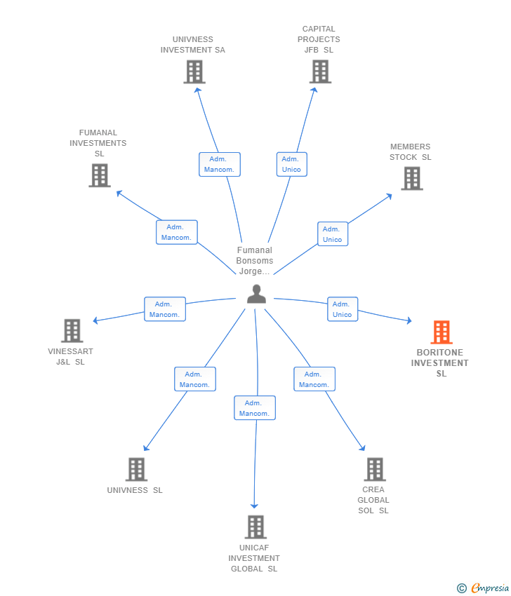 Vinculaciones societarias de BORITONE INVESTMENT SL