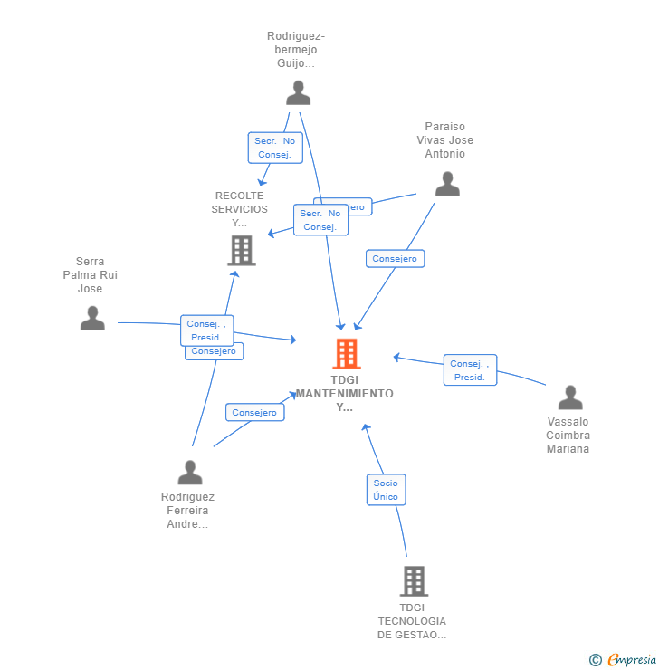 Vinculaciones societarias de TDGI MANTENIMIENTO Y SERVICIOS INTEGRALES SL