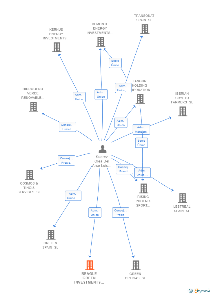Vinculaciones societarias de BEAGLE GREEN INVESTMENTS SL
