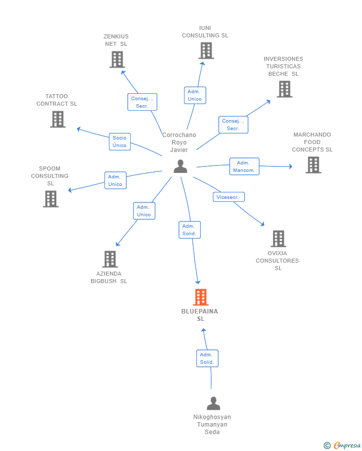 Vinculaciones societarias de BLUEPAINA SL