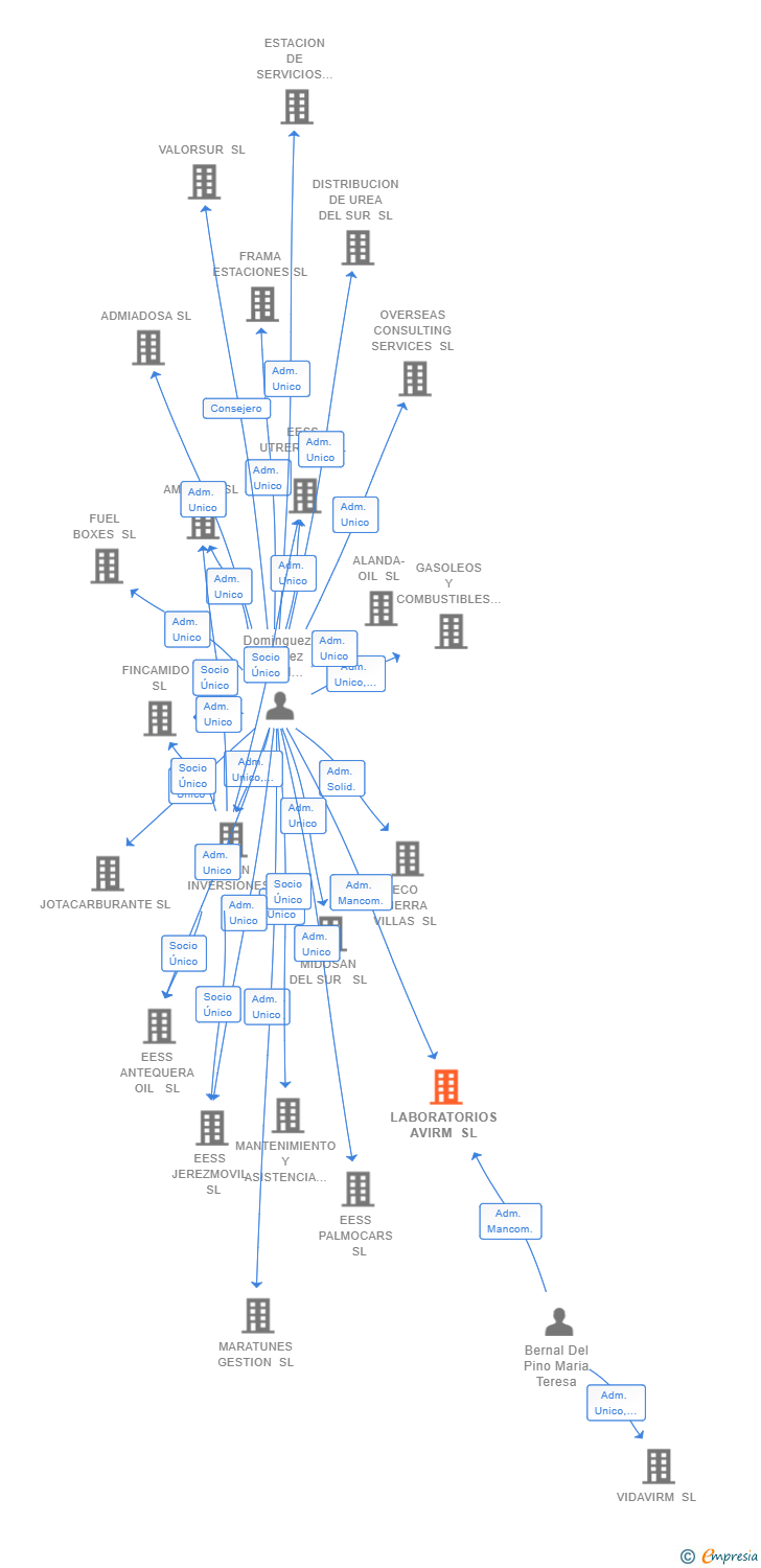 Vinculaciones societarias de LABORATORIOS AVIRM SL