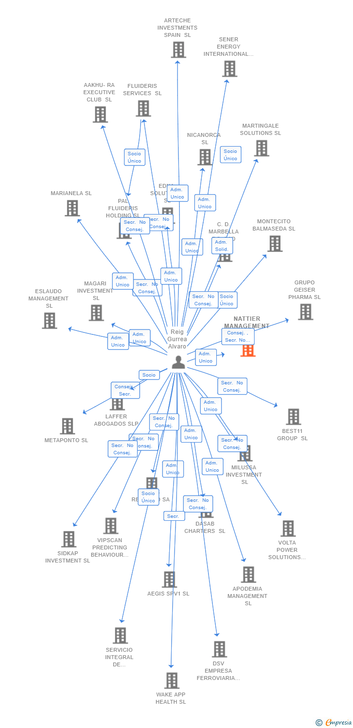 Vinculaciones societarias de NATTIER MANAGEMENT SL