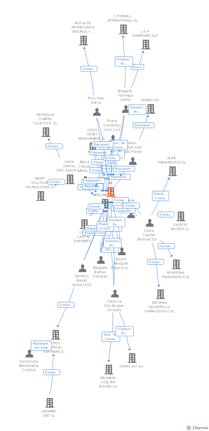 Vinculaciones societarias de DERMALUMICS SL (EXTINGUIDA)