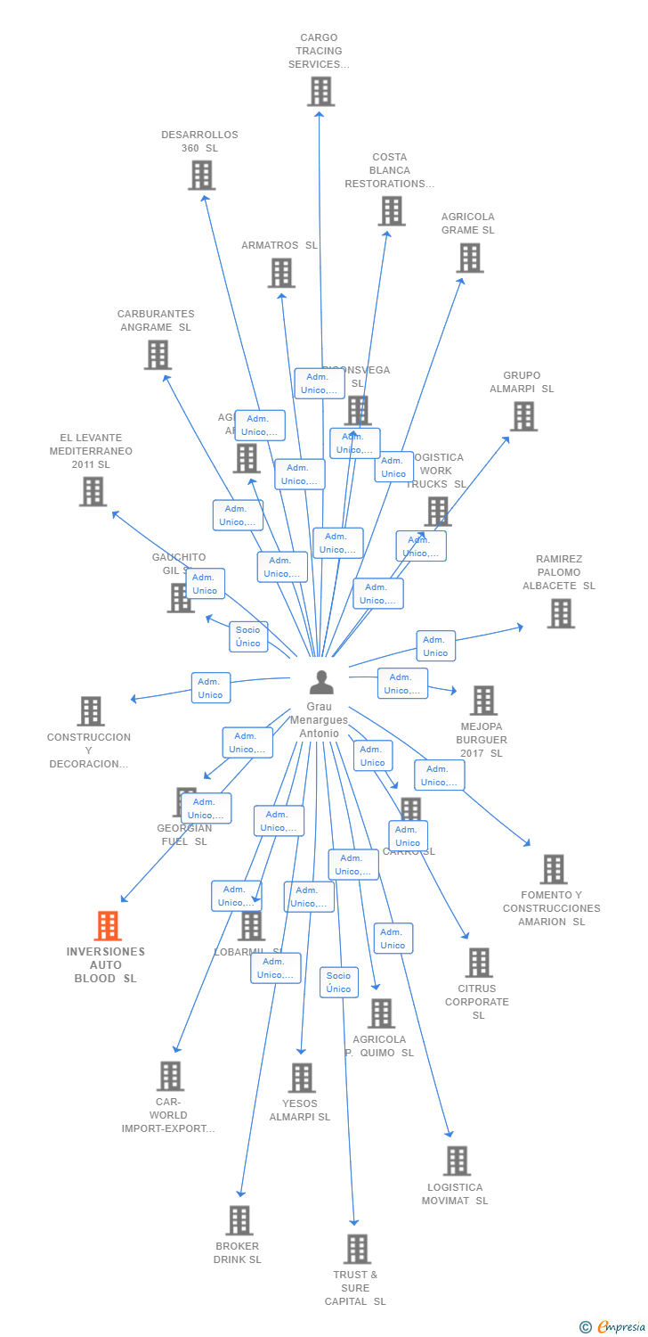 Vinculaciones societarias de INVERSIONES AUTO BLOOD SL