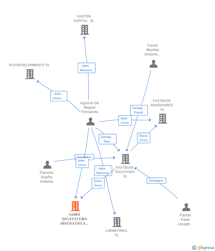 Vinculaciones societarias de HAWK BIOSYSTEMS INVERSORES SL