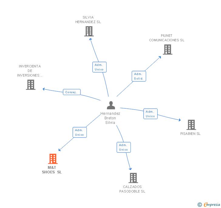 Vinculaciones societarias de M&T SHOES SL