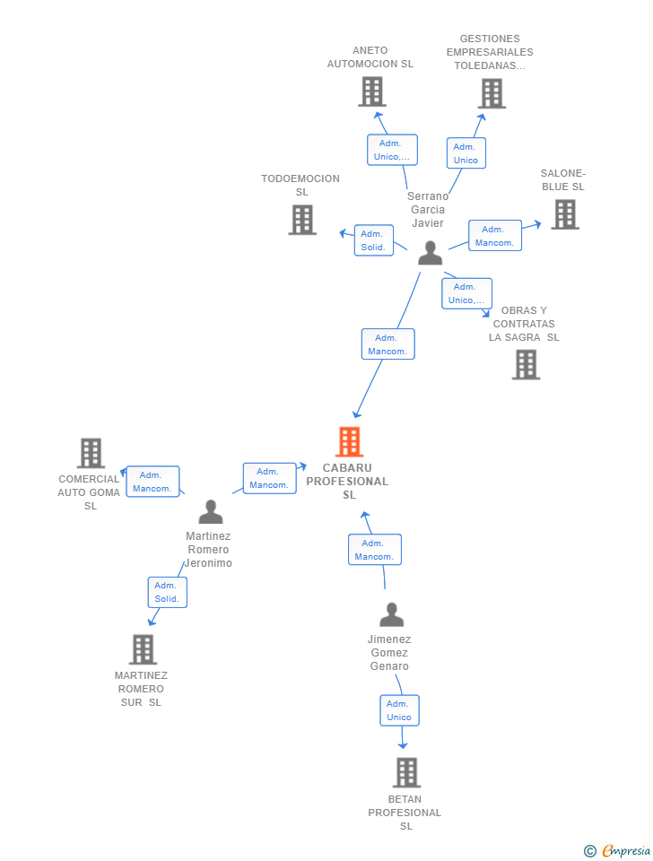 Vinculaciones societarias de CABARU PROFESIONAL SL