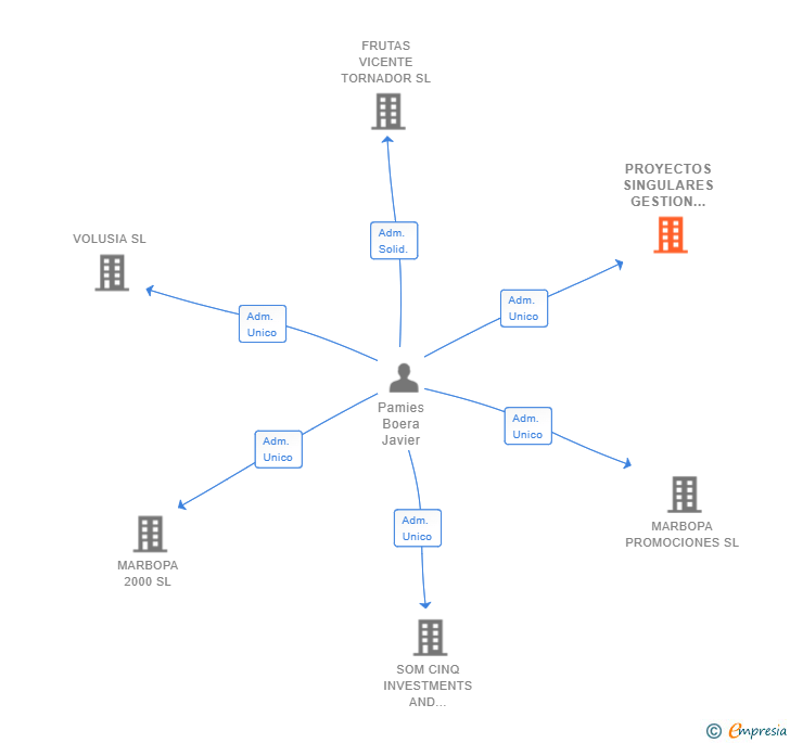 Vinculaciones societarias de PROYECTOS SINGULARES GESTION Y PATRIMONIOS SL