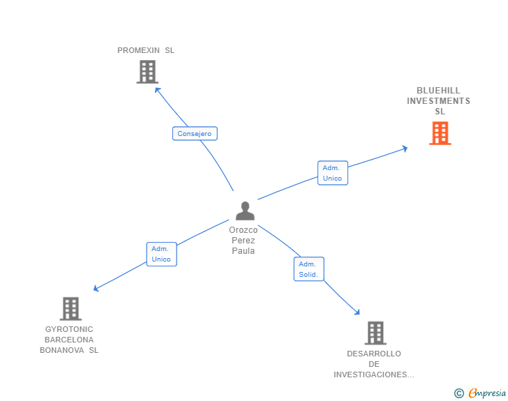 Vinculaciones societarias de BLUEHILL INVESTMENTS SL