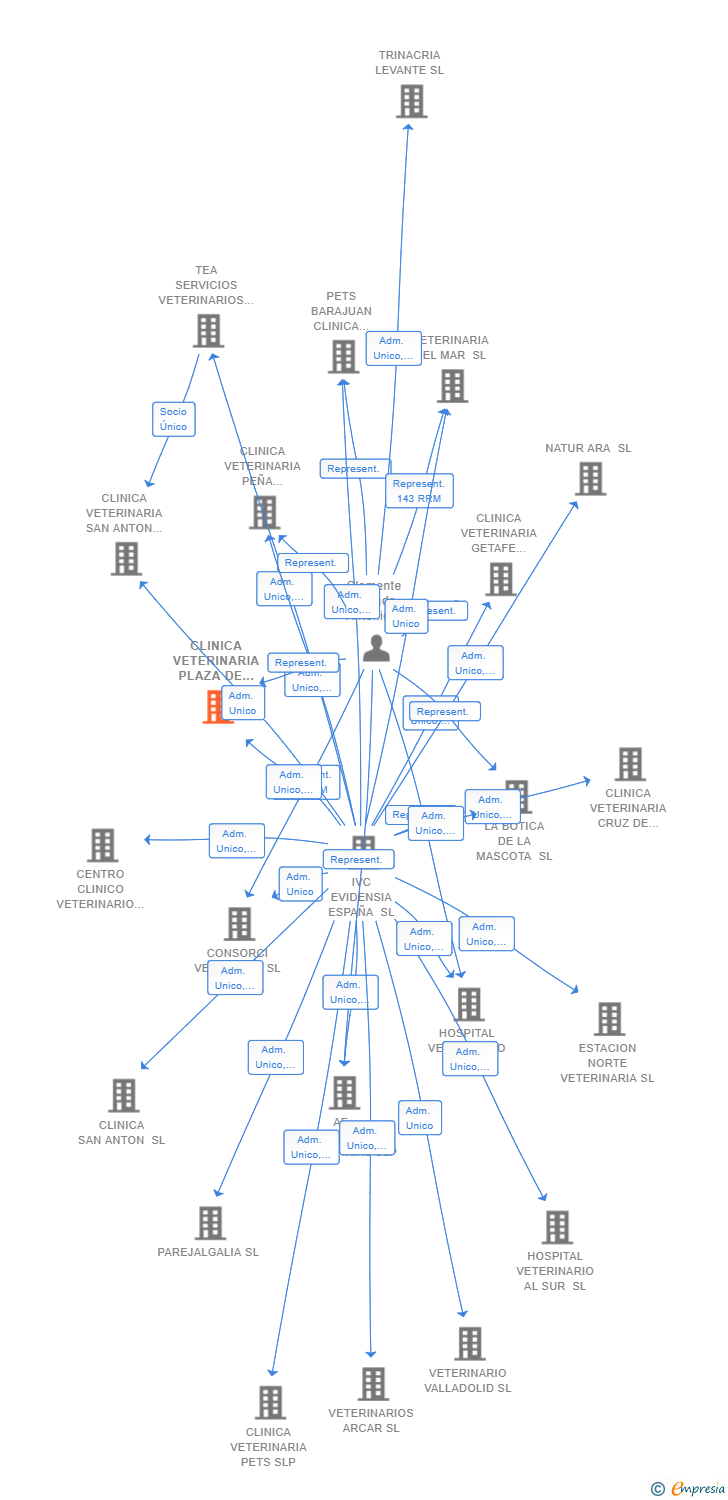 Vinculaciones societarias de CLINICA VETERINARIA PLAZA DE ITALIA SLP