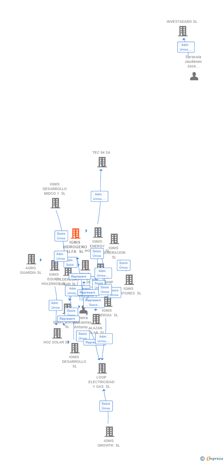Vinculaciones societarias de IGNIS HIDROGENO ALFA SL
