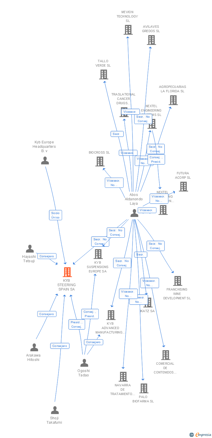 Vinculaciones societarias de KYB STEERING SPAIN SA
