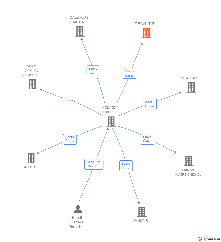 Vinculaciones societarias de DECALIT SL