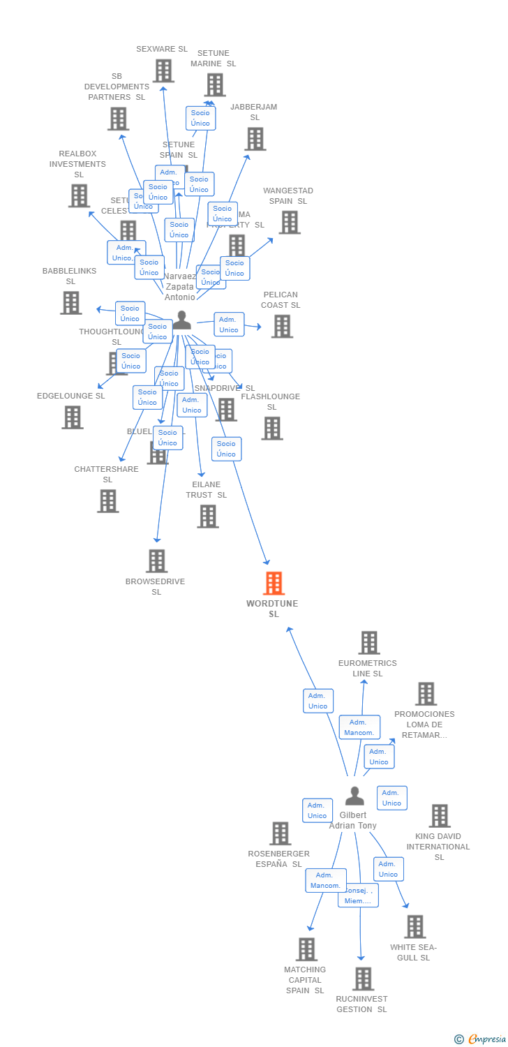 Vinculaciones societarias de WORDTUNE SL