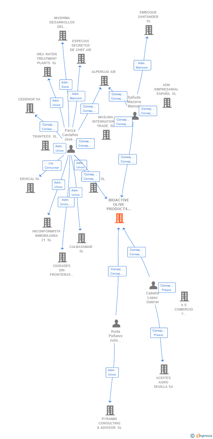 Vinculaciones societarias de BIOACTIVE OLIVE PRODUCTS SL