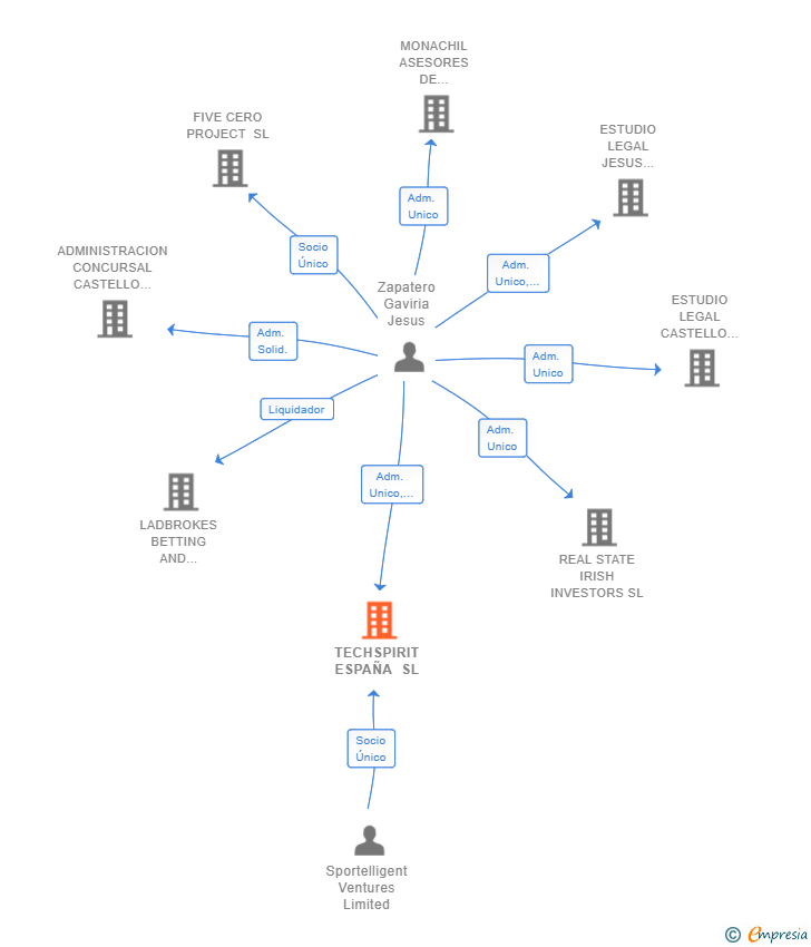 Vinculaciones societarias de TECHSPIRIT ESPAÑA SL