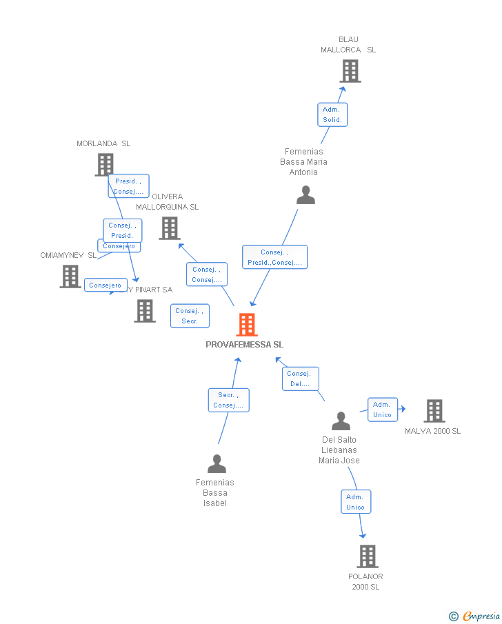 Vinculaciones societarias de PROVAFEMESSA SL