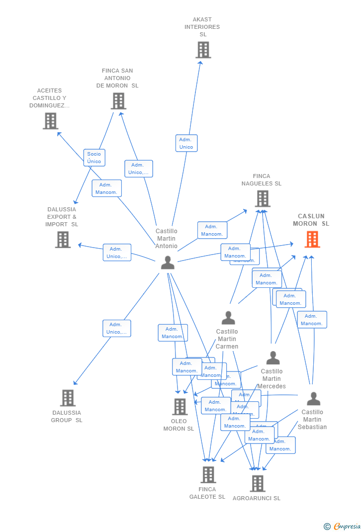 Vinculaciones societarias de CASLUN MORON SL