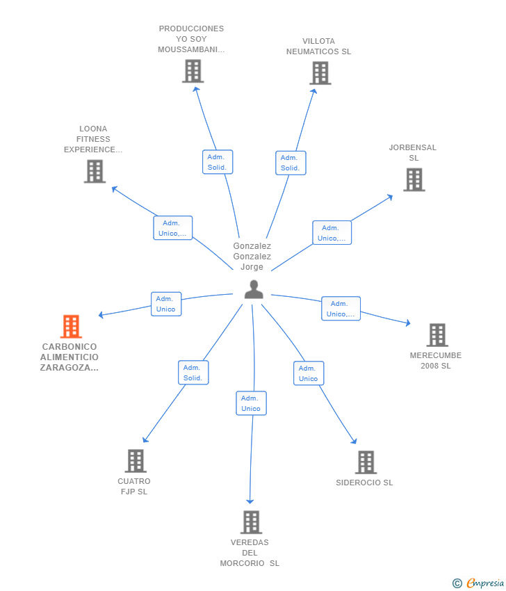 Vinculaciones societarias de CARBONICO ALIMENTICIO ZARAGOZA SL