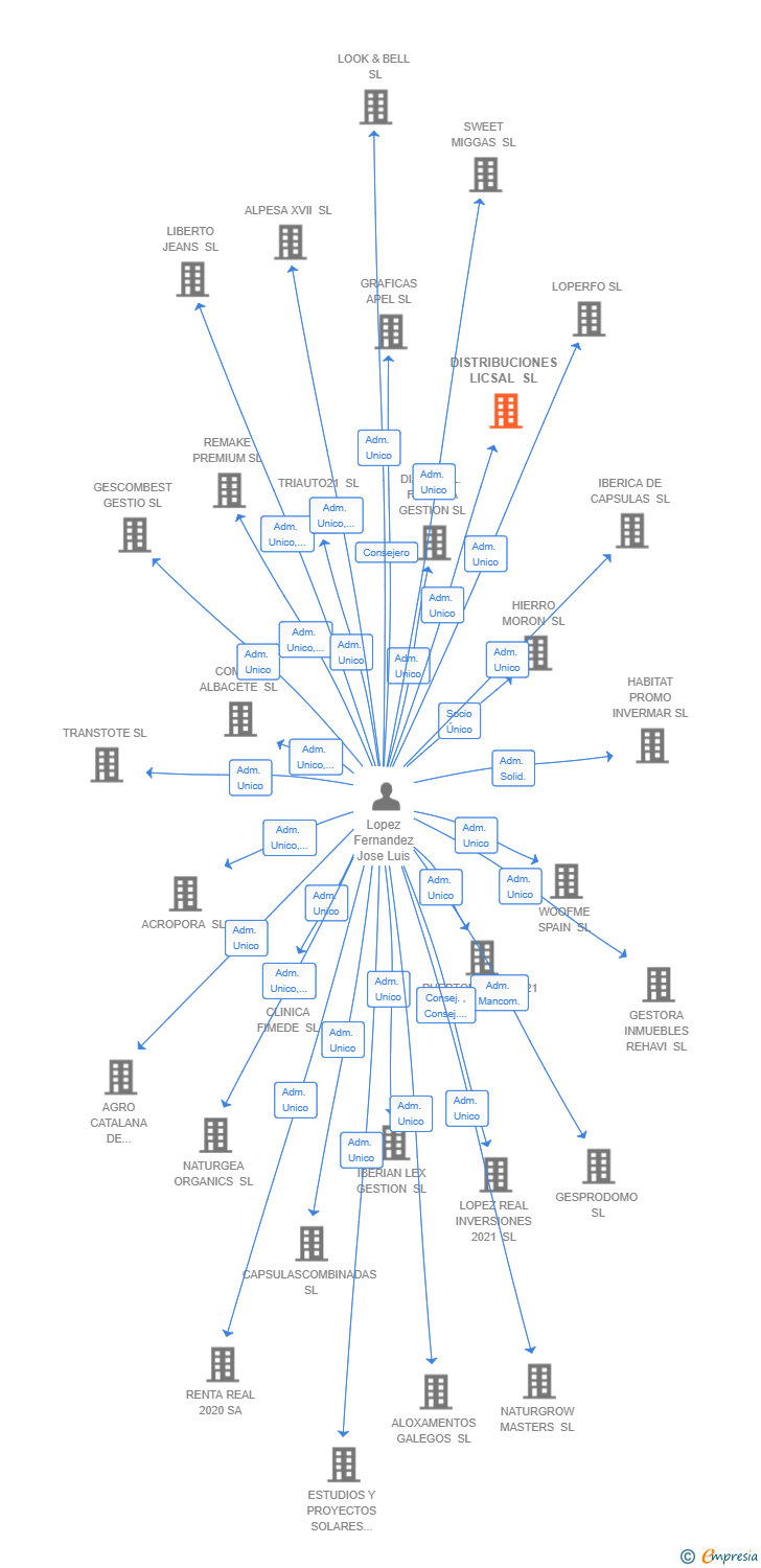Vinculaciones societarias de DISTRIBUCIONES LICSAL SL