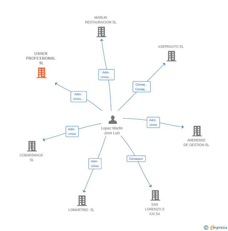 Vinculaciones societarias de USHER PROFESSIONAL SL