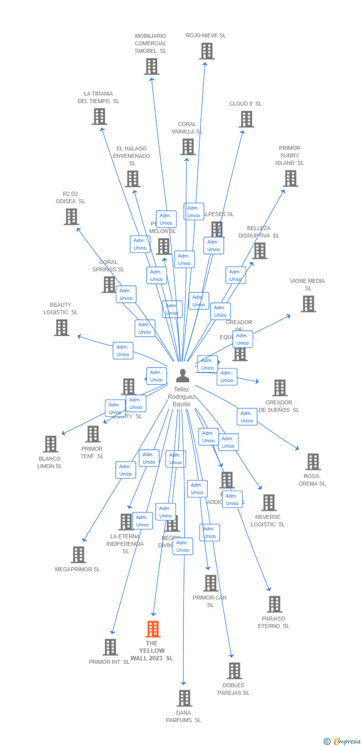 Vinculaciones societarias de THE YELLOW WALL 2023 SL