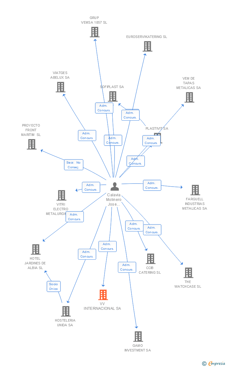 Vinculaciones societarias de VV INTERNACIONAL SA