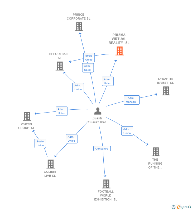 Vinculaciones societarias de PRISMA VIRTUAL REALITY SL