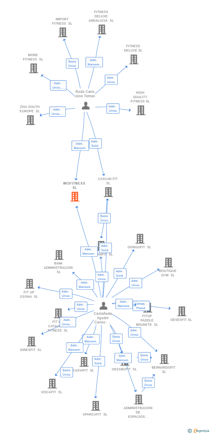 Vinculaciones societarias de WOFITNESS SL