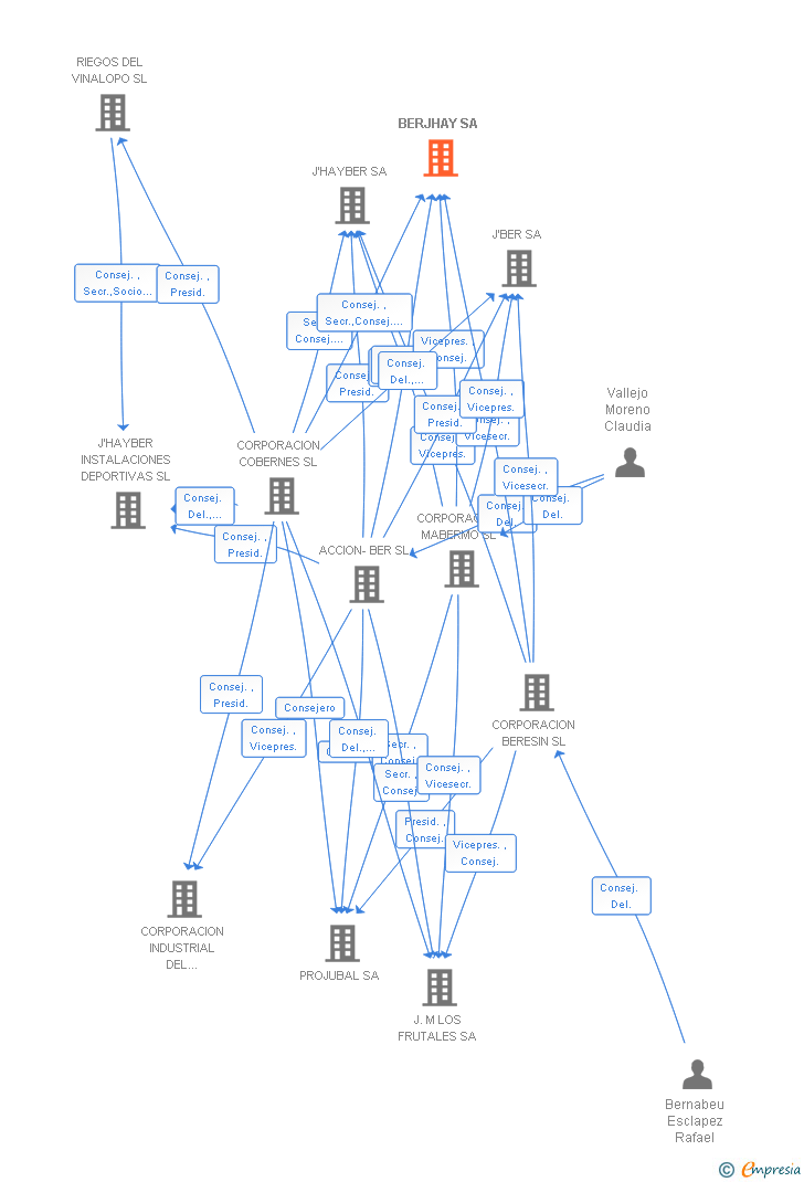 Vinculaciones societarias de BERJHAY SA
