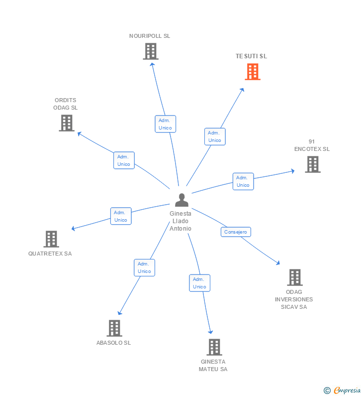 Vinculaciones societarias de TESUTI SL