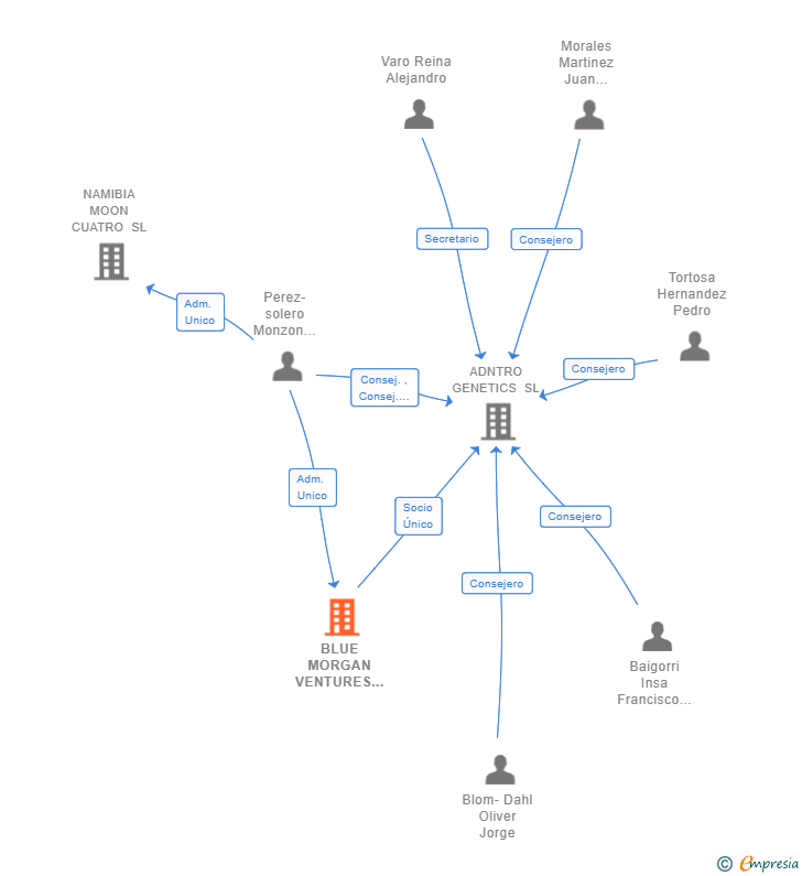 Vinculaciones societarias de BLUE MORGAN VENTURES SL