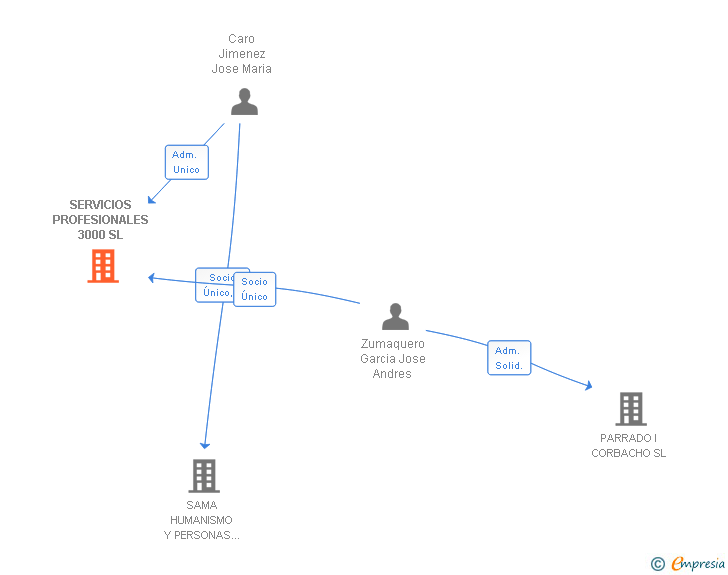 Vinculaciones societarias de SERVICIOS PROFESIONALES 3000 SL