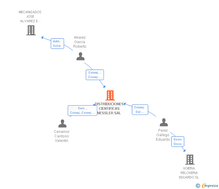 Vinculaciones societarias de DISTRIBUCIONES CIENTIFICAS NESSLER SAL