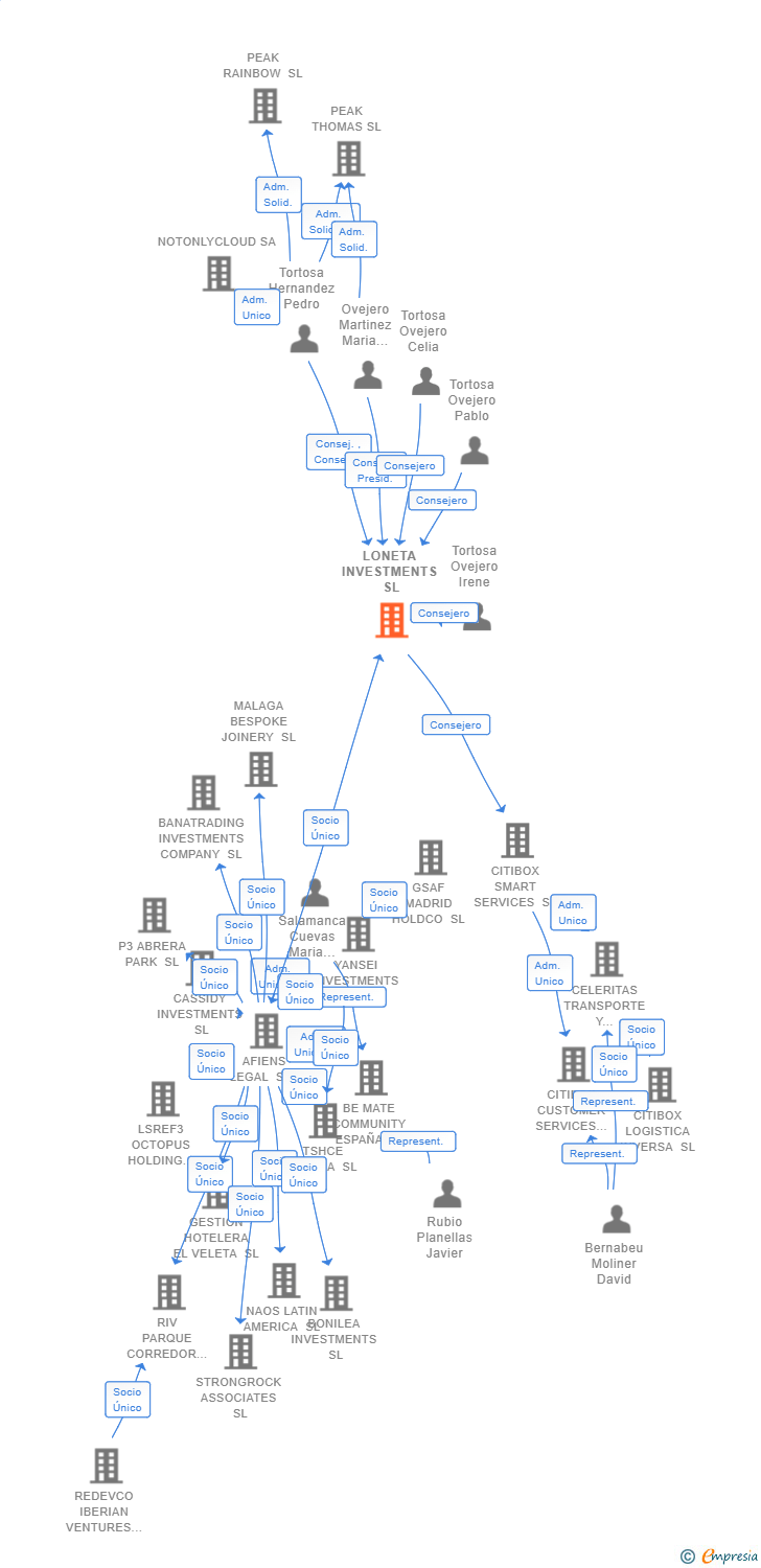 Vinculaciones societarias de LONETA INVESTMENTS SL
