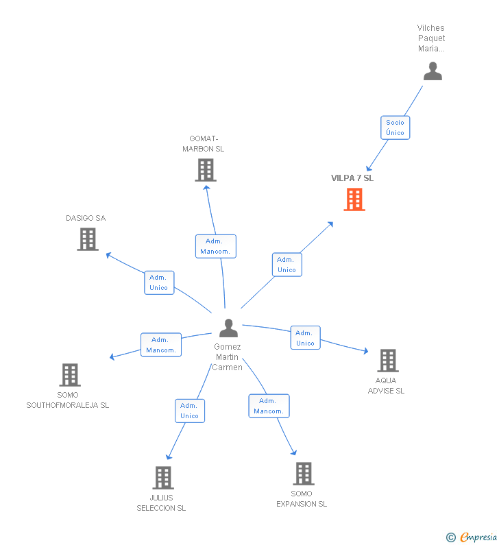 Vinculaciones societarias de VILPA 7 SL