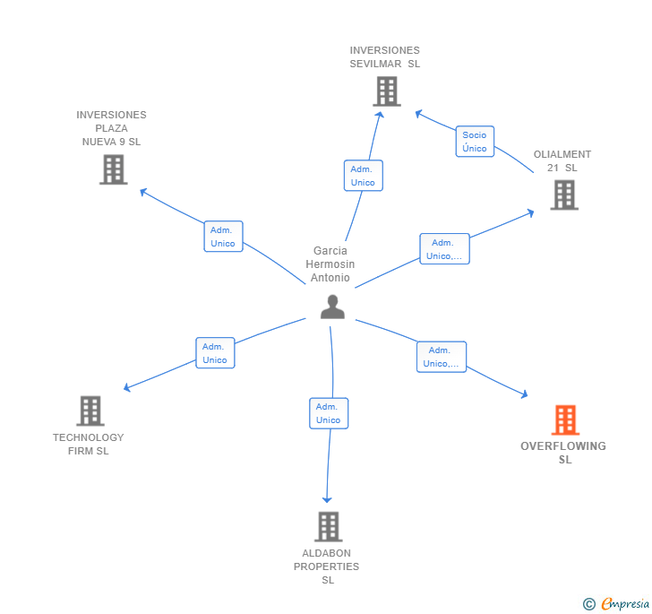 Vinculaciones societarias de OVERFLOWING SL