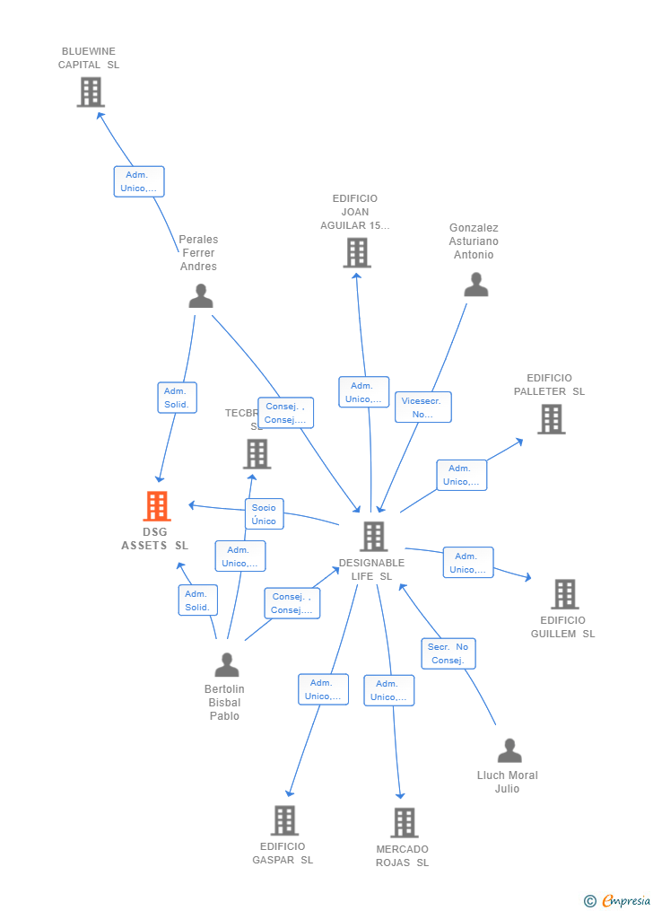 Vinculaciones societarias de DSG ASSETS SL (EXTINGUIDA)
