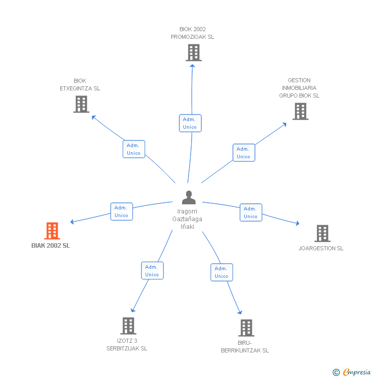 Vinculaciones societarias de BIAK 2002 SL