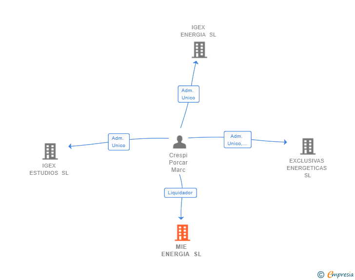 Vinculaciones societarias de MIE ENERGIA SL (EXTINGUIDA)