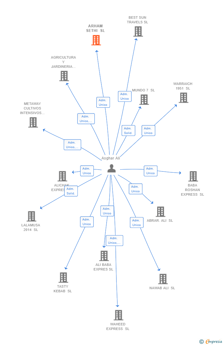 Vinculaciones societarias de ARHAM SETHI SL