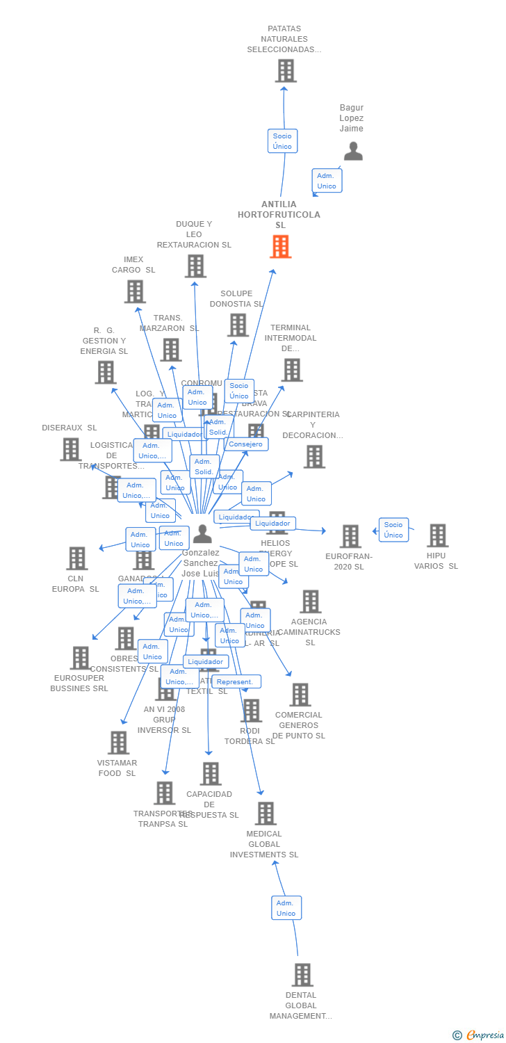 Vinculaciones societarias de ANTILIA HORTOFRUTICOLA SL