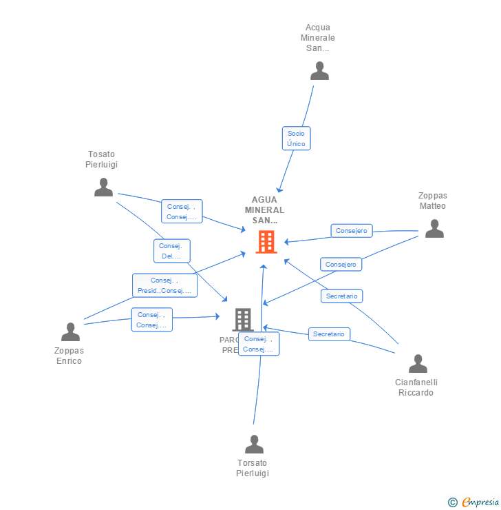 Vinculaciones societarias de AGUA MINERAL SAN BENEDETTO SA