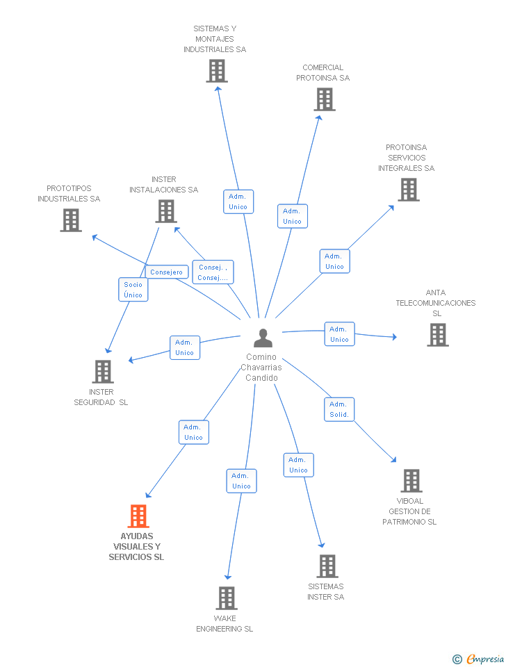 Vinculaciones societarias de AYUDAS VISUALES Y SERVICIOS SL (EXTINGUIDA)